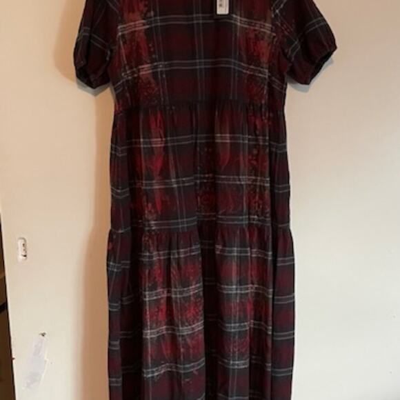 NWT R13 Bleached Plaid-Pattern Midi Dress - Large - Picture 5 of 16